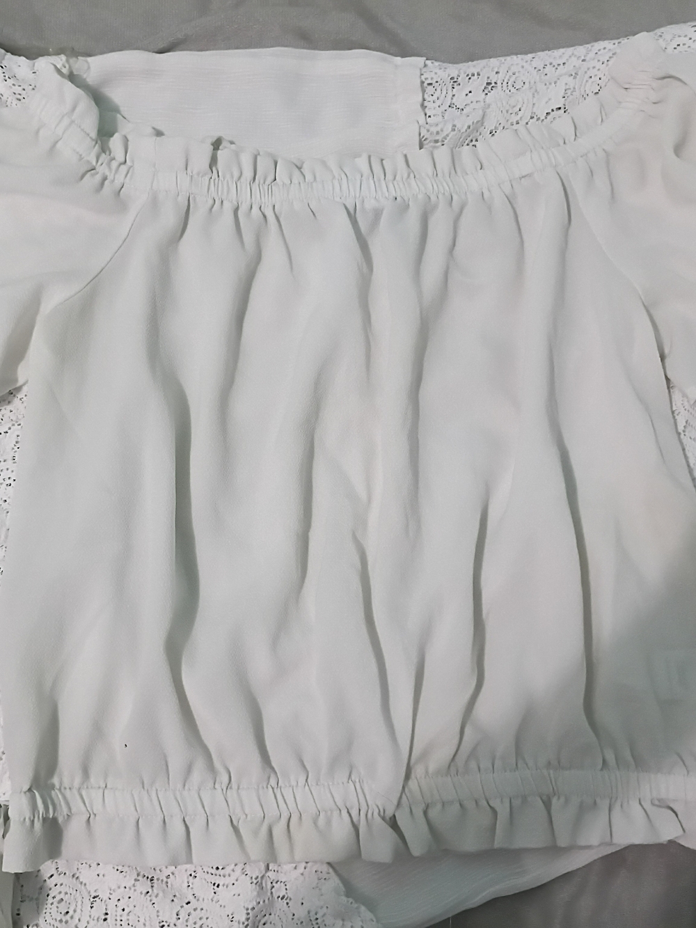 Papermoon White Off-Shoulder Crop Top